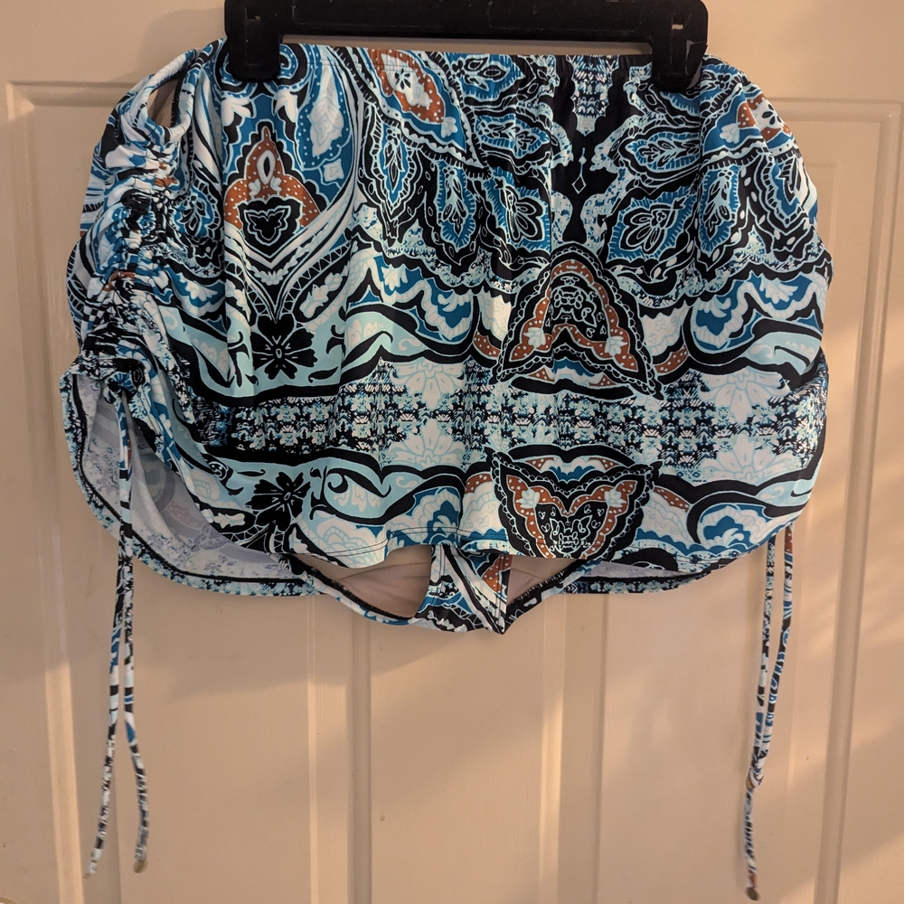 Cacique Blue and Black Patterned Bikini Bottom